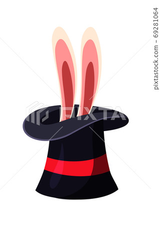 Rabbit in black hat isolated on white background 69281064