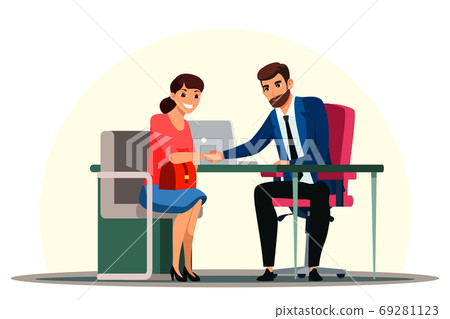 Boss hiring employee on successful job interview 69281123