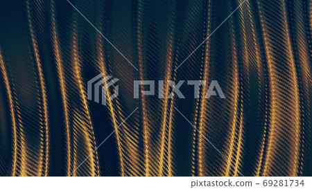 Carbon fiber gold wave texture wavy background 69281734