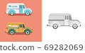 Vintage old divko style delivery truck. Retro transport vector illustration. 69282069