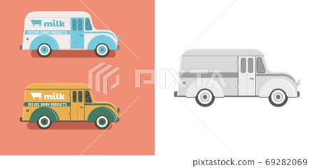 Vintage old divko style delivery truck. Retro transport vector illustration. 69282069
