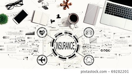 Insurance concept with a laptop computer 69282201