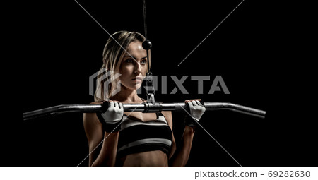 fitness woman perform exercise with fitness woman perform exercise with 69282630