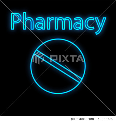 Bright luminous blue medical digital neon sign 69282780
