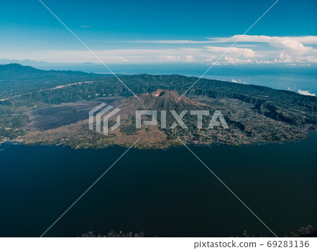 Aerial view of Batur volcano and crater lake in Bali 69283136
