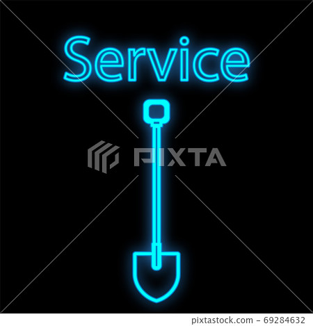 Bright luminous blue industrial digital neon sign Bright luminous blue industrial digital neon sign 69284632