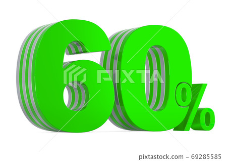 Green 60 percent, discount concept. 3D rendering 69285585