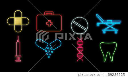 Set of bright luminous multi-colored medical-插圖素材 [69286225] - PIXTA圖庫