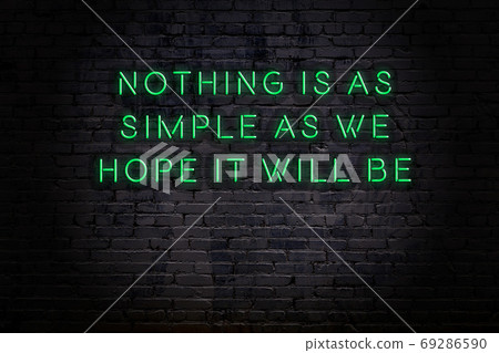 Wise quote. Neon inscription against brick wall 69286590