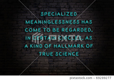 Wise quote. Neon inscription against brick wall 69289277