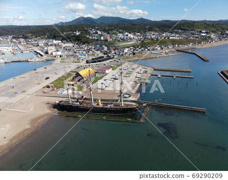 北海道江ashi市江s港碼頭和海之丸風景的鳥瞰圖 69290209