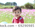 A child playing in a flower garden (cosmos) A child playing in a flower garden (cosmos) 69290985