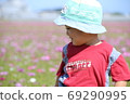 A child playing in a flower garden (cosmos) A child playing in a flower garden (cosmos) 69290995