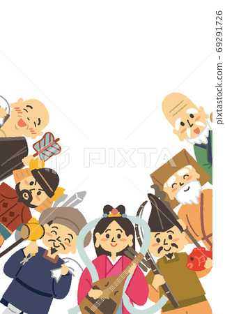 New Year's card design of the Seven Lucky Gods New Year's card design of the Seven Lucky Gods 69291726