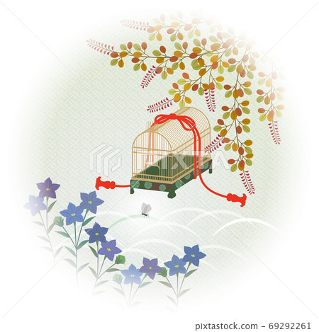 Autumn field grass and insect cages. Japanese traditional pattern 69292261