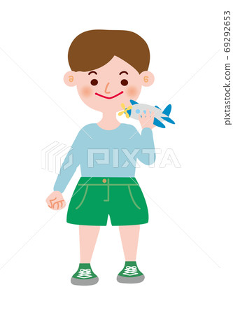 Little boy playing with an airplane - Stock Illustration [69292653] - PIXTA