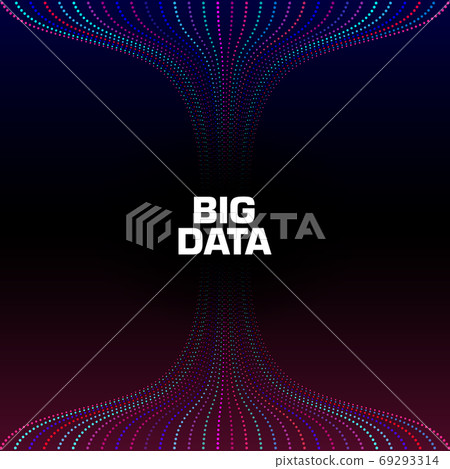 Big data visualization. Wavy strems of data units. Analysis process. Flow of information . Science, technology background. Vector illustration. Big data visualization. Wavy strems of data units. Analysis process. Flow of information . Science, technology background. Vector illustration. 69293314