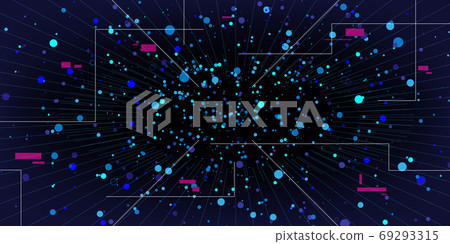 Big data visualization. Abstract stream of data units with copy space in center. Speed effect. Science, technology concept. Vector illustration. Big data visualization. Abstract stream of data units with copy space in center. Speed effect. Science, technology concept. Vector illustration. 69293315