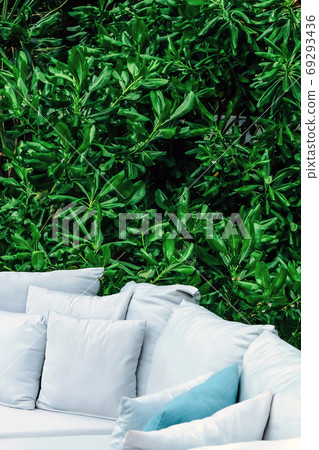 close up Image of Seating sofa cushion in the garden close up Image of Seating sofa cushion in the garden 69293436