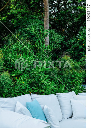 close up Image of Seating sofa cushion in the garden  69293437