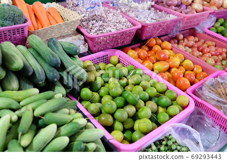Image of Fresh Ripe Organic Vegetables in local market, Thailand Image of Fresh Ripe Organic Vegetables in local market, Thailand 69293443
