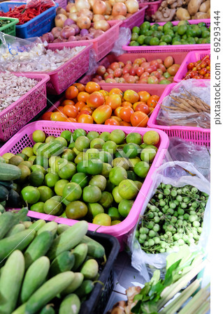 Image of Fresh Ripe Organic Vegetables in local market, Thailand Image of Fresh Ripe Organic Vegetables in local market, Thailand 69293444
