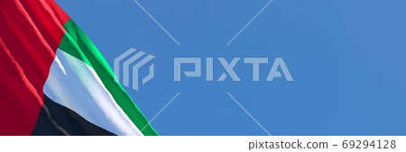 3D rendering of the national flag of UAE waving in the wind 69294128