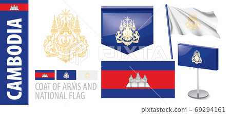 Vector set of the coat of arms and national flag of Cambodia Vector set of the coat of arms and national flag of Cambodia 69294161