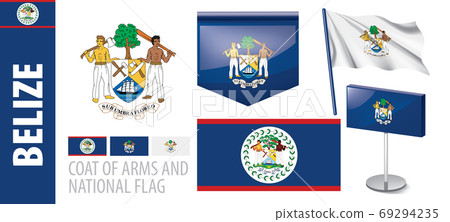 Vector set of the coat of arms and national flag of Belize Vector set of the coat of arms and national flag of Belize 69294235