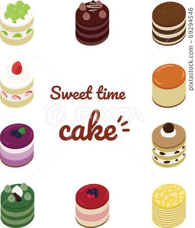 Round cake illustration set Round cake illustration set 69294546