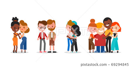 LGBTQ community. Set of diverse people. Men and women cartoon. LGBTQ community. Set of diverse people. Men and women cartoon. 69294845