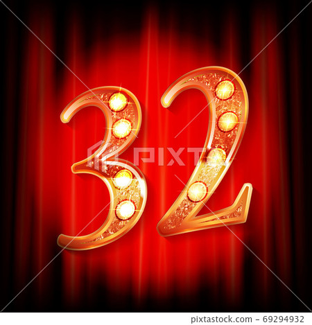 Gold numbers 32. Greeting card Gold numbers 32. Greeting card 69294932