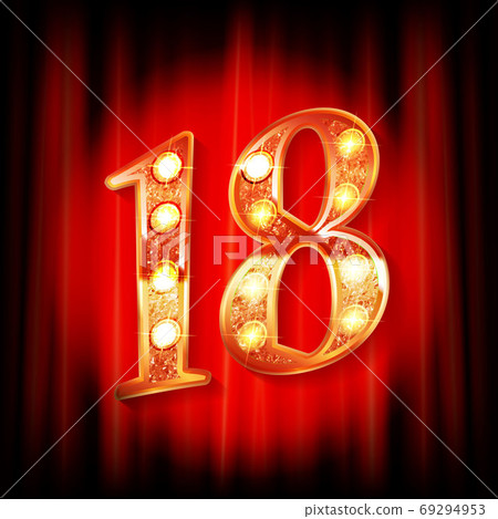 Gold numbers 18. Greeting card 69294953