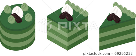 圓形，方形和三角形抹茶蛋糕 69295232