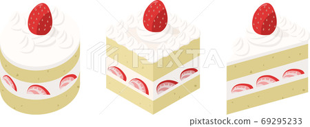 Round, square and triangular strawberry shortcake 69295233