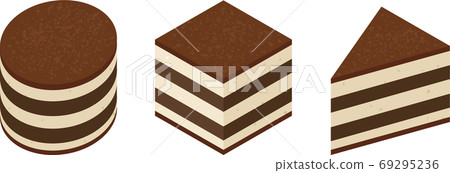 Round, square and triangular tiramisu 69295236