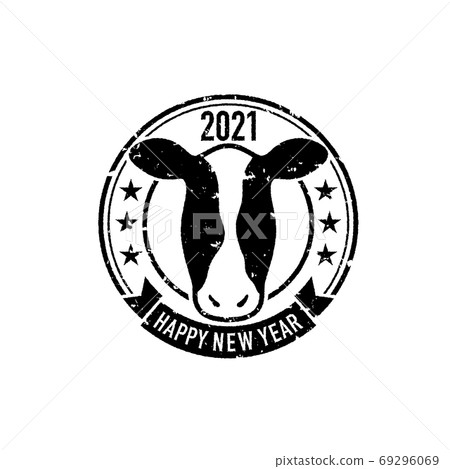 2021 (3rd year of Reiwa) Stamp material of cow that can be used for New Year's cards 2021 (3rd year of Reiwa) Stamp material of cow that can be used for New Year's cards 69296069