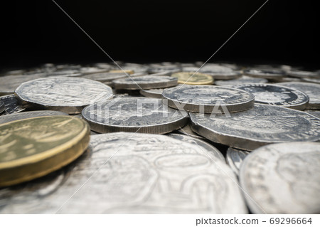 Close-up view of various Australian coins 69296664