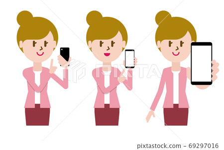 A woman operating a smartphone 69297016