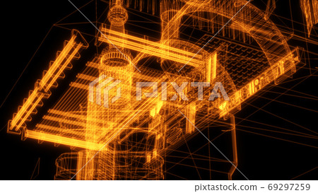 3d rendering - wire frame model of industrial buildings.. 3d rendering - wire frame model of industrial buildings.. 69297259