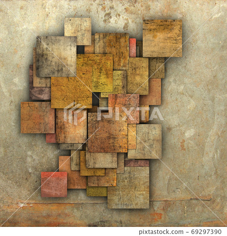 fragmented multiple color square tile grunge pattern backdrop 69297390