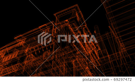 Isolated Low Poly graphic design of .house -3d rendering. 69297472