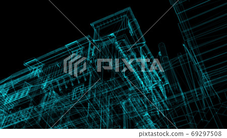 Isolated Low Poly graphic design of .house -3d rendering.. 69297508