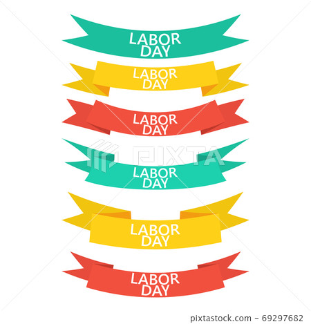 Happy Labor Day round banner with ribbon. Sticker illustration vector Happy Labor Day round banner with ribbon. Sticker illustration vector 69297682