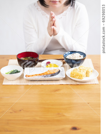 Japanese breakfast, mochi-barley rice Japanese breakfast, mochi-barley rice 69298053