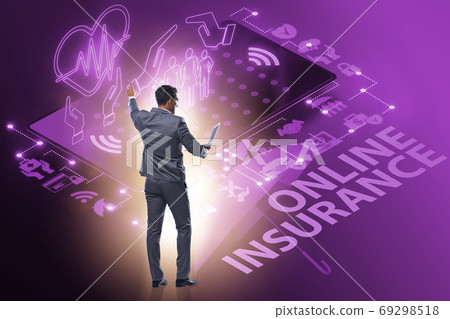 Concept of buying insurance online over internet Concept of buying insurance online over internet 69298518