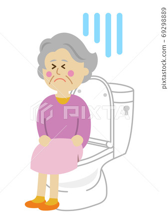便秘和痛苦的老人的插圖圖像 69298889