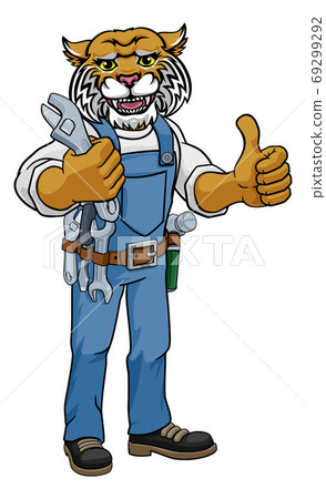Wildcat Plumber Or Mechanic Holding Spanner Wildcat Plumber Or Mechanic Holding Spanner 69299292