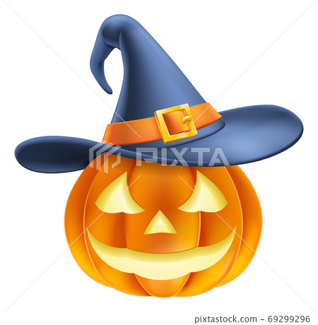 Pumpkin Wearing Witch Hat Halloween Cartoon Pumpkin Wearing Witch Hat Halloween Cartoon 69299296