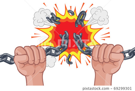 Hands Breaking Chain Links Freedom Design-插圖素材 [69299301] - PIXTA圖庫